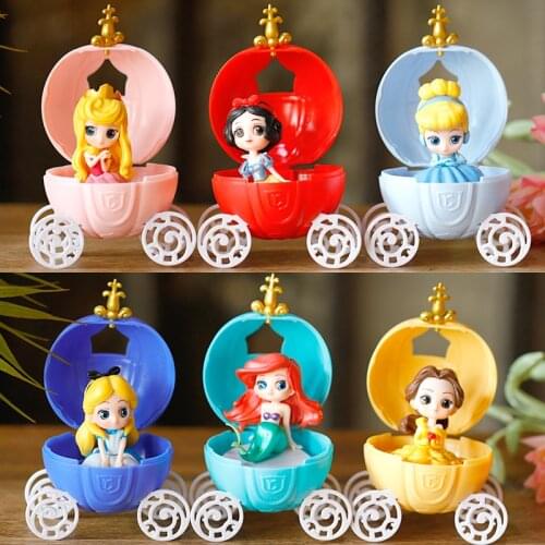 6Pcs/Set Disney Snow White Mermaid Alice Bella Cinderella Aurora Egg Toy Figures Model Decoration