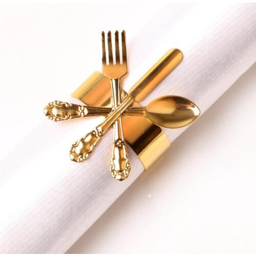 6pcs Hotel Table Western Knife And Fork Spoon Napkin Buckle Napkin Ring Holder Cloth Ring Towel Buckle Dinning Table Home Decor
