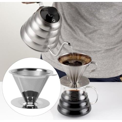 60% Hot Sales!!! Stainless Steel Reusable Coffee Filter Holder Pour Over Mesh Tea Dripper Cup
