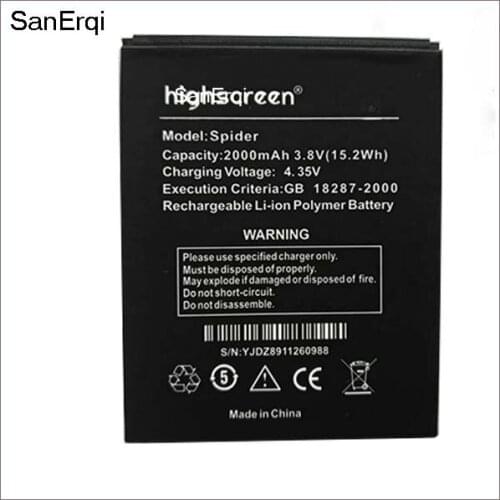 10pcs 2000mAh Phone battery for Highscreen Omega Prime / Spider B2000 Mobile cell phone battery