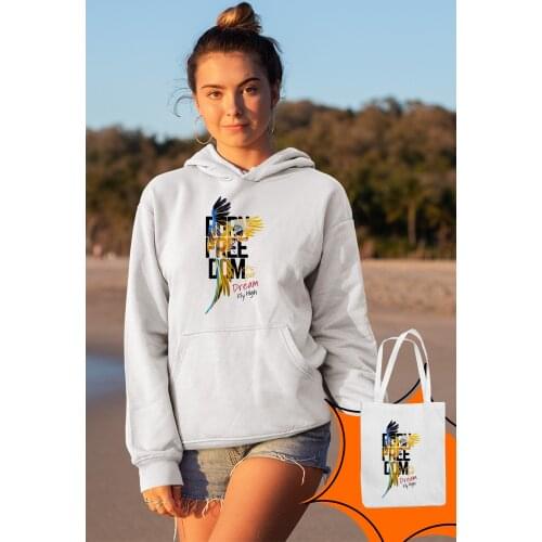 Angemiel Wear Born Freedom Parrot White Women 'S Hooded Sweatshirt Bags Kombin