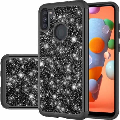 Glitter Sparkle Bling Shock Absorption Full Body Protective Anti-Scratch case for Samsung Galaxy A11 A21 A01(fit US version)