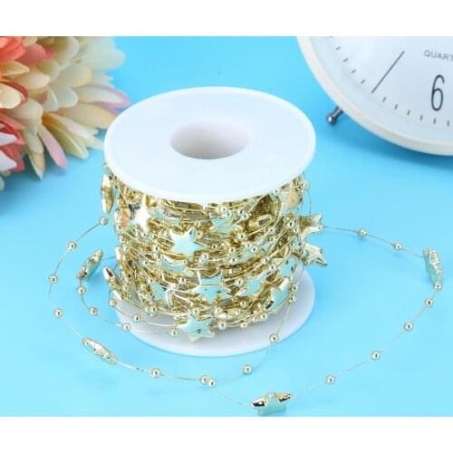 10 Meters Bead Chain ABS Electroplated Pearl Chain Fiver- Pointed Star Decorative String Garment Bead