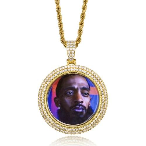 Making-123 Custom Multi-Layered Diamond-Filled Photo Memory Hip-Hop Photo Frame Pendant Pendant Necklace for Fashion Jewelry