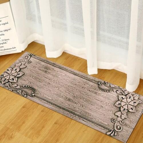 WUJIE Wooden Kitchen Rugs Floral Door Mat Anti-slip Area Rugs for Living Room Non-slip Welcome Mats Floor Mat Balcony Carpets