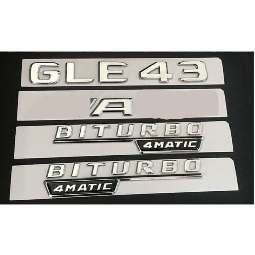 Chrome Trunk Fender Emblems Badges for Mercedes Benz GLE43 AMG BITURBO 4MATIC
