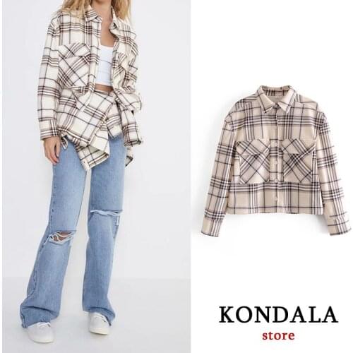 Женские фланелевые рубашки KONDALA China At AliExpress