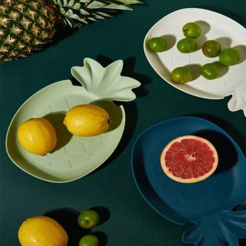 Creative Pineapple Shaped Solid Plastic Fruit Wooden Tray Dish Kitchen Cooking Accessories Snack Plate Fruit Dessert Salad Tray