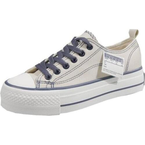 New ladies sneakers fashion cloth breathable shallow mouth laces thick soles lightweight and comfortable casual shoes women