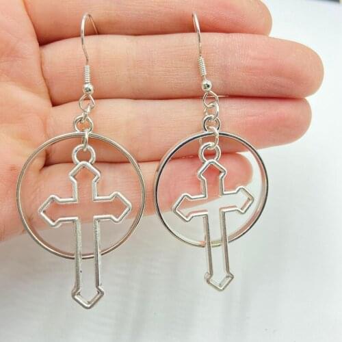 2021 Hot Sale Fashion Handmade Simple Cool Punk Retro Cross Pendant Earrings Jewelry Best Gifts for Female Girls