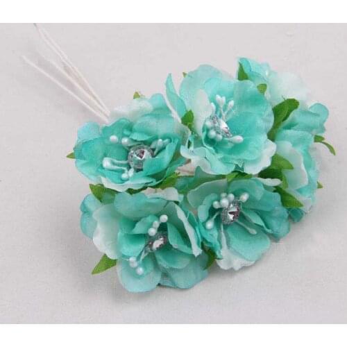 3.5cm small fabric rosas artificial silk cherry blossom branches with crystal,diy arrangements bouquet,decoration garland hair