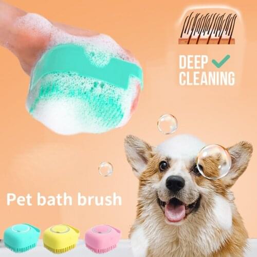 Pet Dog Shower Massage Brush Cat Massage Grooming Comb Grooming Hair Shower Brush Short Hair Soft Silicone Brush Dropshiping