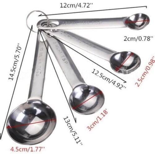 4pcs/set Stainless Steel Measuring Spoons Cups Measuring Set Tools For Baking Coffee 4 sizes Spoons Set 200 SETS free shipping