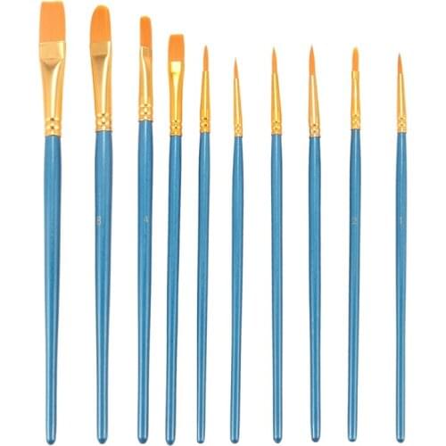 AU42 -10pcs Artist Brush Set Acrylic Watercolor Round pointed tip nylon hair