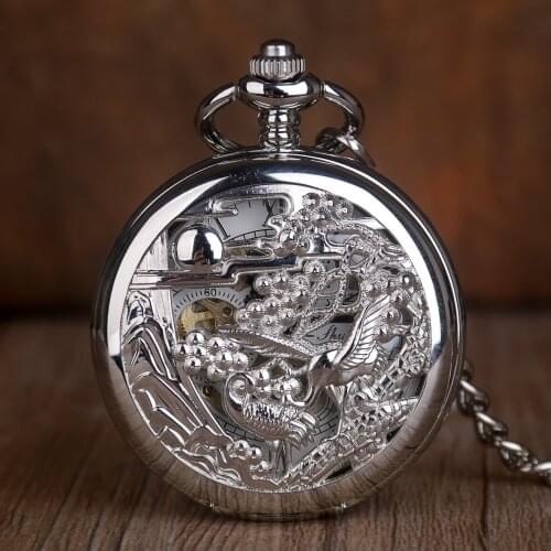 New Luxury Mechanical Pocket Watch with Fob Chain Hand-wind Pendant Pocket Watch Mens Womens Flip Fob Watches