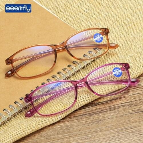 Seemfly Anti-Blue Light Reading Glasses Comfortable Glasses HD Resin TR90 Lens Presbyopic Glasses For Men And Women +1.0 to +3.5
