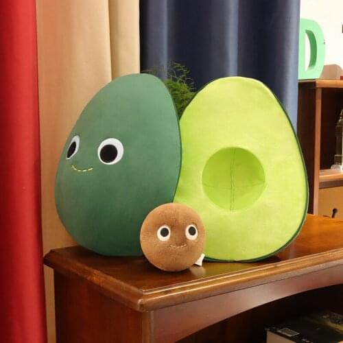Cartoon Avocado Plush Toy With Zipper Removeable Washable Stuffed Creative Fruit Doll Simulation Plant Throw Pillow Kids Toys
