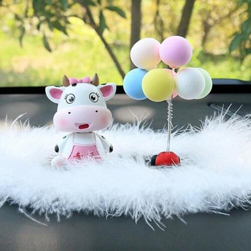 Resin Practical Mini Shaking Head Cow Premium Cow Ornament Vivid Interior Decor