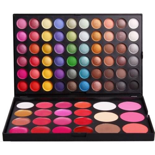 Pro 82 Full Color Eyeshadow Pallete 60 Eyeshadow+16 Lip Gloss+6 Blusher Colorful Make Up Palette Eye Shadow Kit Free Shipping