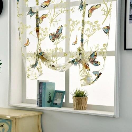 Roman Blind Flower Window Curtain Polyester Tulle Sheer for Home