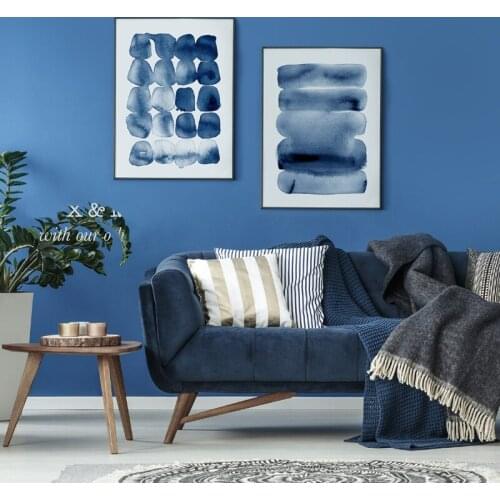 Nordic Minimalist Blue Canvas Paintings Abstract Large Ink Poster Print Wall Art Picture Brush Stroke Living Room Home Decor