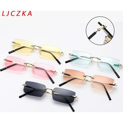 Rimless Rectangle Sunglasses Women Fishing Sun Glasses Men Outdoor Irregular Cutting Lens Summer Fashion Personality Zonnebril