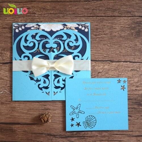 Heart wedding invitations laser cut wedding decorations folding wedding invitation cards 2018