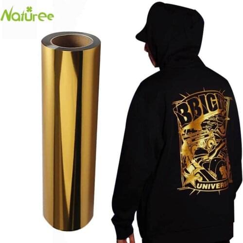 25cm*1m Gold Color Color Metallic Heat Transfer Vinyl Metal PET Press Tshirt Iron On HTV Printing htv heat transfer vinyl