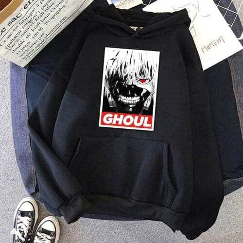 90s Japanese Anime Tokyo Ghoul Graphic Hoodies Men Kawaii Winter Clothing Cartoon Kaneki Ken Streetwear Unisex Sweatshirts Male