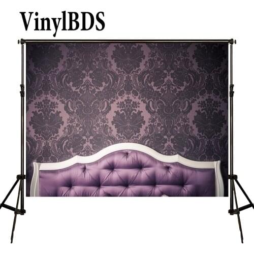 VinylBDS Newborn Baby Backdrops Purple Headboard Bed Background Naked Baby Background Large Size Seamless Photo