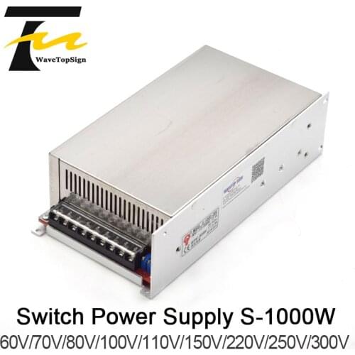 WaveTopSign 1000W DC Regulated Voltage Adjustable High Power Switching Power Supply Output VDC 60V 70V 80V 100V 110VInput AC220V