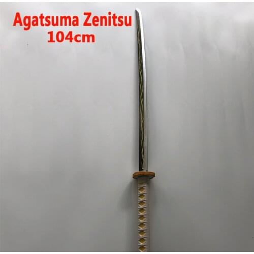Japan Anime Cosplay 1:1 Kimetsu no Yaiba Sword Weapon Demon Slayer Agatsuma Zenitsu Sword Anime Ninja Knife PU toy 104cm
