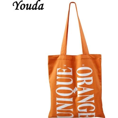 Youda Canvas Shopping Bag 2021Large Capacity Conventional Tote Fashion Letter Double Sided Printing Women Simple Shoulder Bags