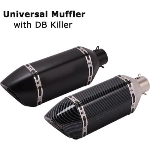 38-51MM Universal Motorcycle Exhaust Muffler Tail Pipe with Removable DB Killer Baffle Stainless Steel Carbon Fiber 380MM Length
