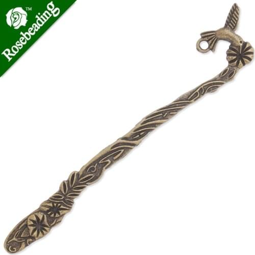 21x125mm Antique Bronze hook bookmark,hummingbird,10pcs/lot-C3919