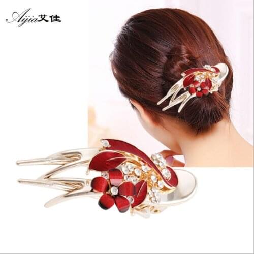 Hair Clips Comb Flower Leaf Hairpin Wedding Bridal Rhinestone Barrette Gift Hair Styling Accessories T0049