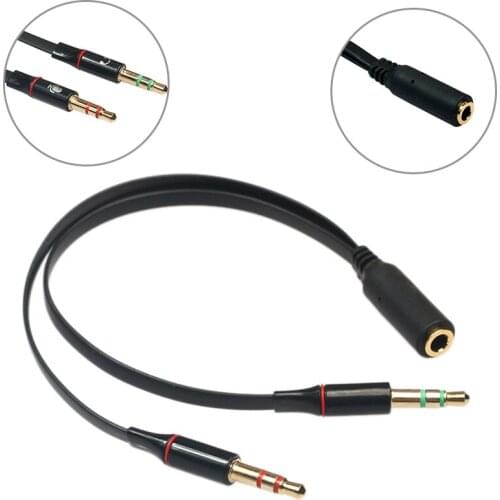 1pc Portable Dual 3.5 Plug Jack 3.5mm Audio Cable Line Male To Female Transfer Audio Cable For Headset Conversion For PC Laptop