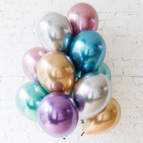 10pcs 12inch Latex Chrome Gold Silver Wedding Baby Shower Birthday Carnival Party Decor Metallic Balloons Supplies Helium Favors
