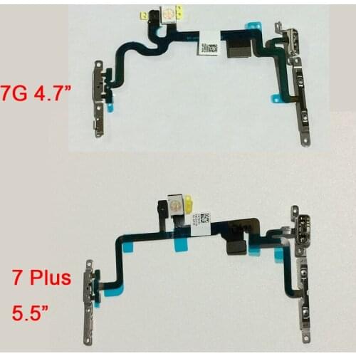 10Pcs/lot Original New Power On/Off Volume Mute Switch Flex Cable with Metal Bracket for iPhone 7G 4.7"/ 7 Plus 5.5" Replacement