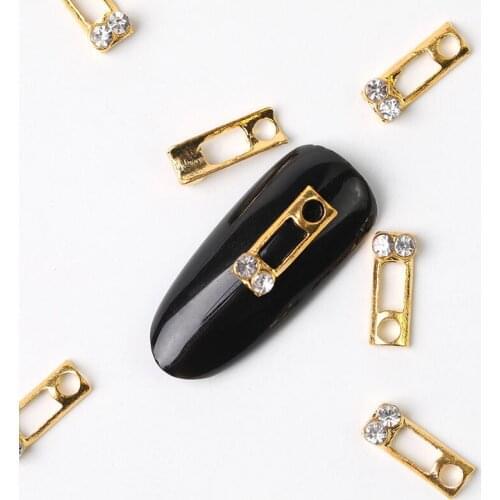 10 pieces beauty glitter nail jewelry charm metal accessories 3D Nail Art decoration rhinestone bead hollow oval newcomers