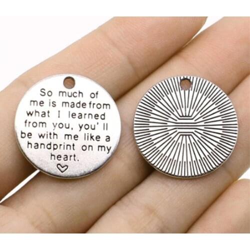 12pcs/lot--24mm,Antique silver plated you'll be with me like a handprint on my heart charms ,DIY supplies, Jewelry accessories