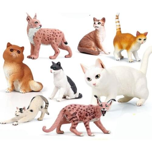 18 Kinds Cat Family Animal Figure Collectible Toys Cat Animal Cognition Action Figures Kids Plastic Model Toys