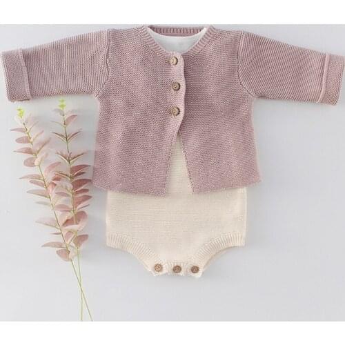 2020 Baby Girls Clothes Autumn Baby knitted Romper Set Baby Jumpsuit Infant Newborn Baby Girl Cardigan Boys Sweater Clothes