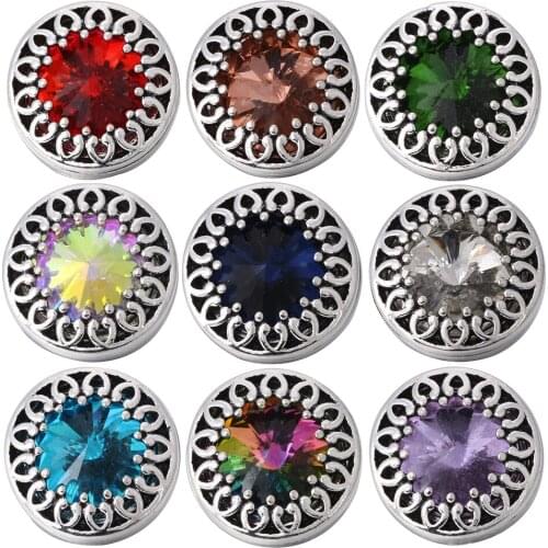 5pcs/lot 2019 Snap Jewelry High Quality Hollow Box Crystal Flower 18mm Snap Button Bracelet DIY Ginger Button Snap Jewelry