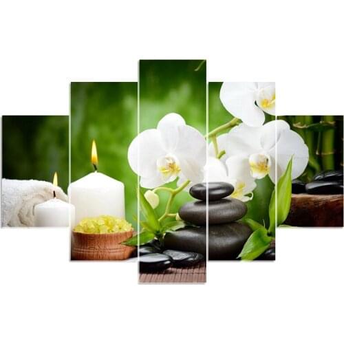 5d diy diamond embroidery Orchid&candle&stone 5PCS diamond painting Cross Stitch full square Rhinestone Multi-picture