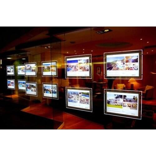 8PCS A3 Double Sided Real Estate Window Lightbox Cable Wire Hanging in Landscape