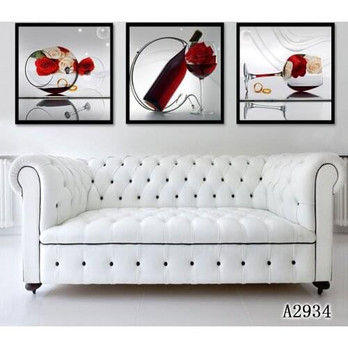 Abstract Oil Painting Print on Canvas 3pcs Modular Wine Bottle Cup Fruit Kitchen Canvas Printing Wall Art Picture forHome Decor