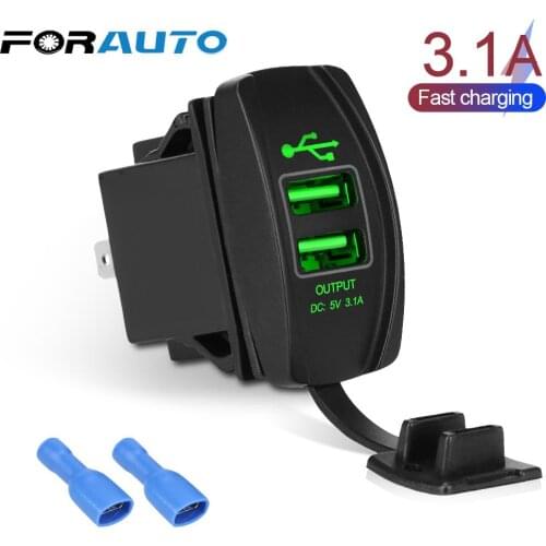 Car Charger 5V 3.1A LED Dual USB Ports Dustproof Phone Charger Waterproof Auto Adapter Universal for Car RV Camper Caravans