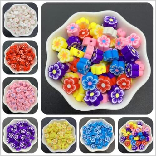 30pcs/Lot 10mm Clay Spacer Beads Flower Shape Polymer Clay Beads For Jewelry Making DIY Handmade Crafts Accessories