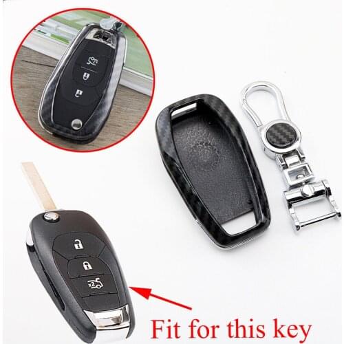 Carbon Fiber Folding Key Shell Case Fob Bag Cover Fit For Chevrolet Cruze 2016 2017 2018 2019 2/3/4 Buttons Accessories